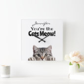 Funny Cat Wall Clock Quadratische Wanduhr (Zuhause)