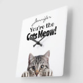 Funny Cat Wall Clock Quadratische Wanduhr (Winkel)