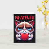 Funny Cat Was auch immer Grumpy Valentine Karte (Gelbe Blume)