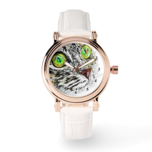 Funny Cat Watch Armbanduhr (Vorderseite)