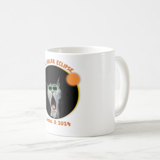 Funny Cat Watching Total Solar Eclipse 2024 Kaffeetasse (VorderseiteRechts)