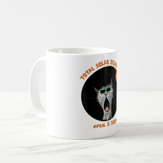 Funny Cat Watching Total Solar Eclipse 2024 Kaffeetasse (Vorderseite Links)