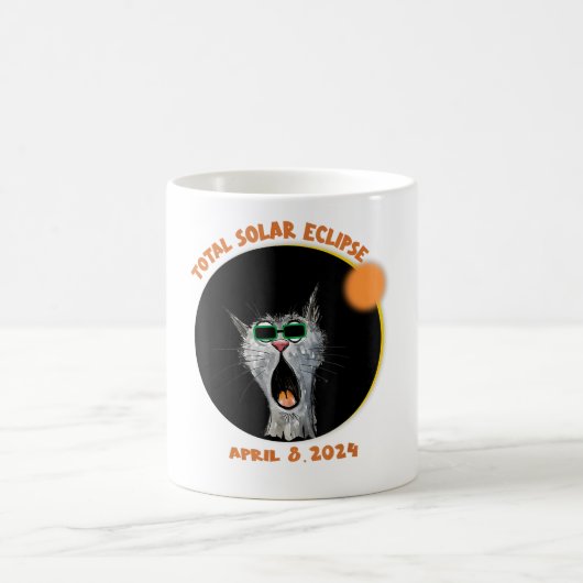 Funny Cat Watching Total Solar Eclipse 2024 Kaffeetasse (Mittel)