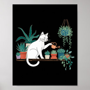 Funny Cat Water Pflanze Lover Planen Gartenarbeit Poster