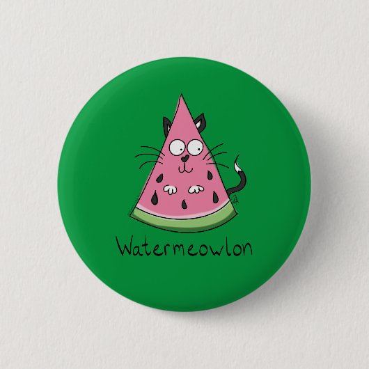 Funny Cat Watermelon Niedlich Kinder Button (Vorderseite)
