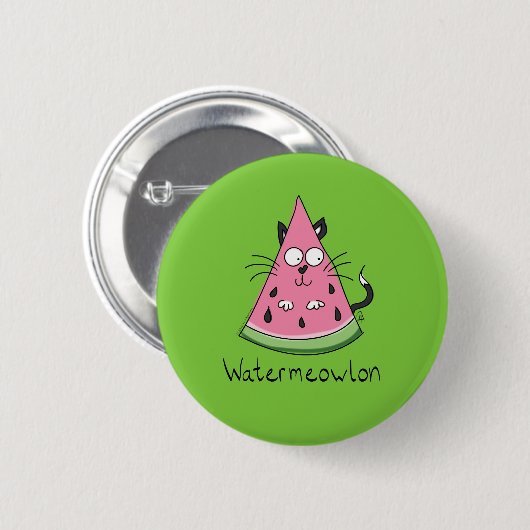 Funny Cat Watermelon Niedlich Kinder Button (Vorne & Hinten)