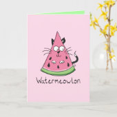 Funny Cat Watermelon Niedlich Kinder Karte (Gelbe Blume)