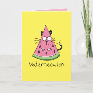 Funny Cat Watermelon Niedlich Kinder Karte