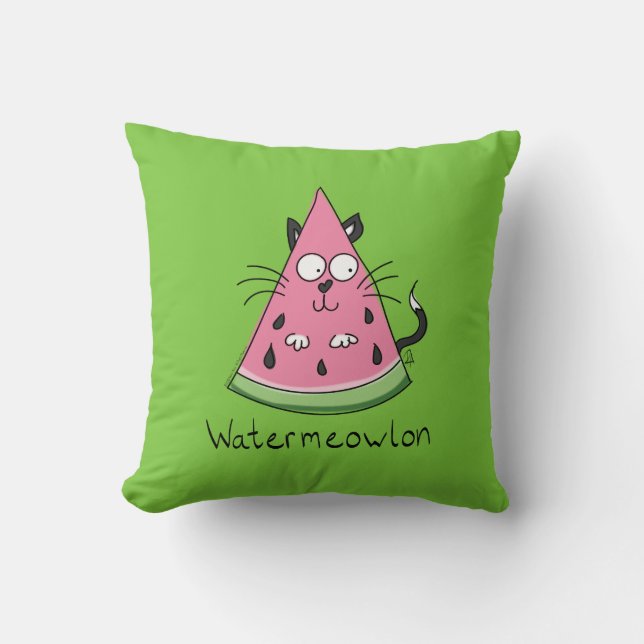 Funny Cat Watermelon Niedlich Kinder Kissen (Vorderseite)