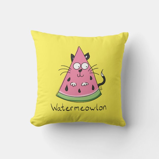 Funny Cat Watermelon Niedlich Kinder Kissen (Vorderseite)