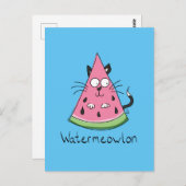 Funny Cat Watermelon Niedlich Kinder Postkarte (Vorne/Hinten)