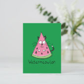 Funny Cat Watermelon Niedlich Kinder Postkarte (Stehend Vorderseite)