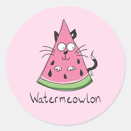 Funny Cat Watermelon Niedlich Kinder Runder Aufkleber (Vorderseite)