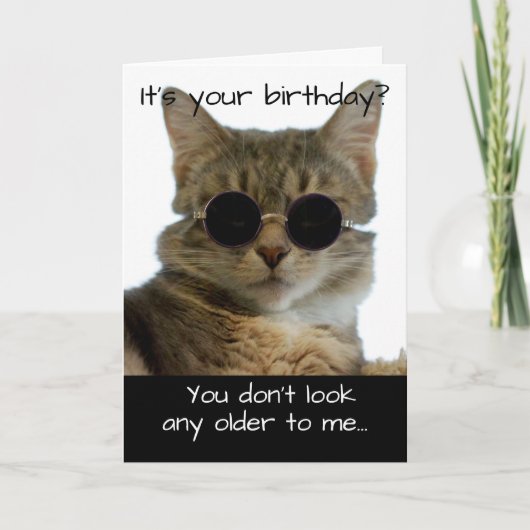 Funny Cat Wear Brillen Birthday Karte (Vorderseite)