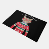 Funny Cat Wearing Brille, Ugly Christmas Sweater Fußmatte (Schrägansicht)
