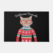 Funny Cat Wearing Brille, Ugly Christmas Sweater Fußmatte (Vorderseite)