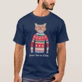 Funny Cat Wearing Brille, Ugly Christmas Sweater T-Shirt (Vorderseite)