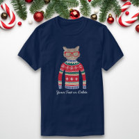 Funny Cat Wearing Brille, Ugly Christmas Sweater