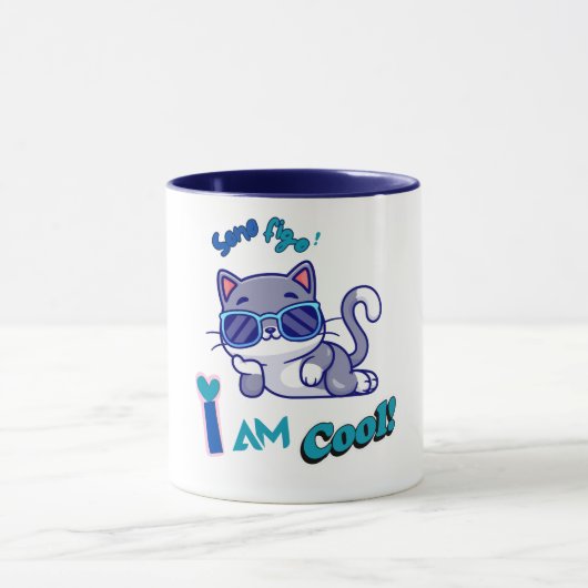 Funny Cat Wearing Sonnenbrille Ich bin Cool Tasse (Zentrum)