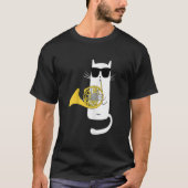 Funny Cat Wearing Sonnenbrille Playing Französisch T-Shirt (Vorderseite)