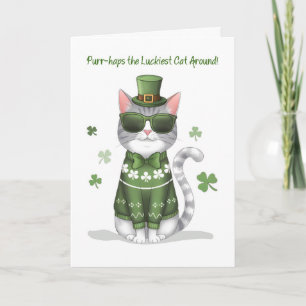 Funny Cat Wearing Sonnenbrille St Patricks Day Karte