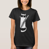 Funny Cat Wearing Sonnenbrillen Playing Flute Musi T-Shirt (Vorderseite)