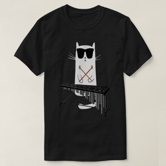Funny Cat Wearing Sonnenbrillen Playing Marimba T-Shirt (Design vorne)