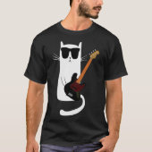 Funny Cat Wearing Sungles Playing B Guitar Men Wom T-Shirt (Vorderseite)