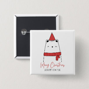 Funny Cat Weihnachten Button