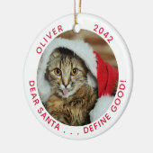 Funny Cat Weihnachten Keramik Ornament (Links)
