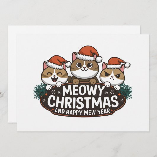 Funny Cat Weihnachten mit Weihnachtsmütze (Vorne/Hinten)