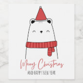 Funny Cat Weihnachten Weinetikett (Einzelnes Label)