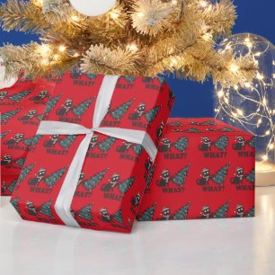 Funny Cat Weihnachts Red Wrapping Papier Geschenkpapier