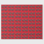 Funny Cat Weihnachts Red Wrapping Papier Geschenkpapier (Flach)