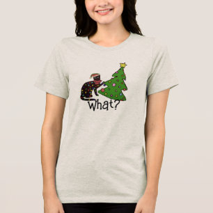 Funny Cat Weihnachtsbaum Feiertage Frauen Tri-Blend Shirt