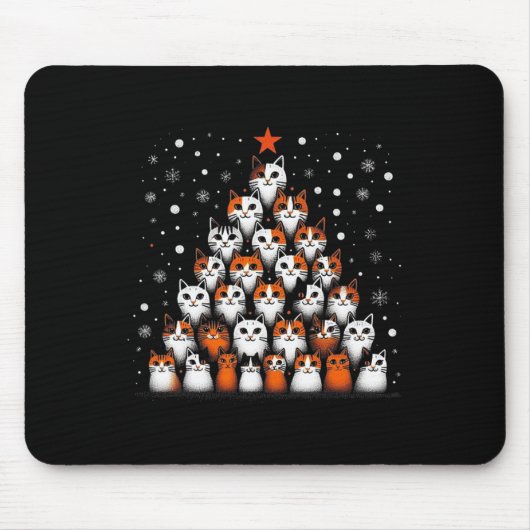 Funny Cat Weihnachtsbaum Katzen Weihnachtsbaum Män Mousepad (Vorne)