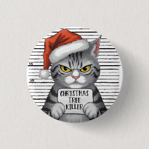 Funny Cat Weihnachtsbaum Killer Button