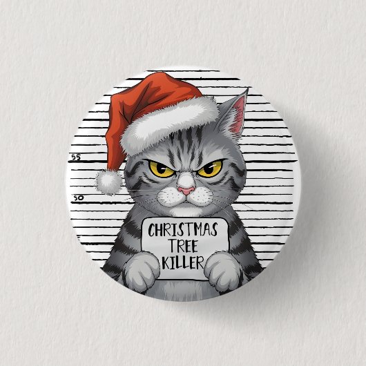 Funny Cat Weihnachtsbaum Killer Button (Vorderseite)