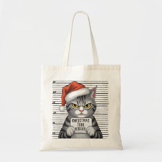 Funny Cat Weihnachtsbaum Killer Tragetasche (Vorne)