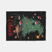 Funny Cat Weihnachtsbaum Merry Catmess Cat Lover K Fleecedecke (Vorderseite (Horizontal))