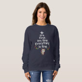 Funny Cat Weihnachtsbaumlichter ist gut Sweatshirt (Vorne ganz)