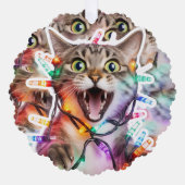 Funny Cat Weihnachtsbeleuchtung Papier Ornament Karte (Vorderseite)