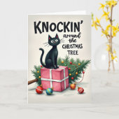 Funny Cat Weihnachtskarte Klopfen um den Baum Karte (Gelbe Blume)