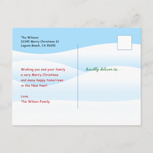 Funny Cat Weihnachtskarten | Tabby Snowman Ankündigungspostkarte (Rückseite)