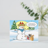 Funny Cat Weihnachtskarten | Tabby Snowman Ankündigungspostkarte (Stehend Vorderseite)