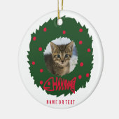 Funny Cat Weihnachtskranz mit dem Foto deiner Katz Keramik Ornament (Links)