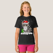 Funny Cat Weihnachtsmannmütze Frohe Weihnachtsbaum T-Shirt (Vorne ganz)