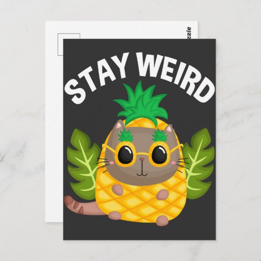 Funny Cat Weite Ananas Maske Frucht Spaß Postkarte (Vorne/Hinten)