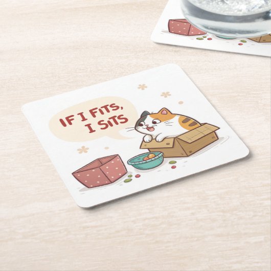 Funny Cat Wenn ich mich hinziehe, sitze ich Unters Rechteckiger Pappuntersetzer (angewinkelt)