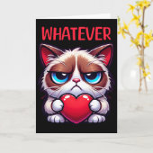 Funny Cat Whatever Grumpy Valentine  Karte (Gelbe Blume)